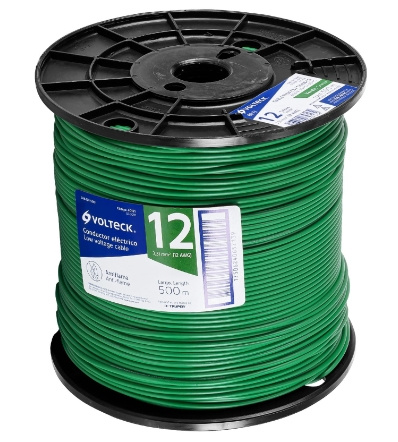 Volteck Bobina de Cable Eléctrico THHW-LS, 12 AWG, 500 Metros, Verde