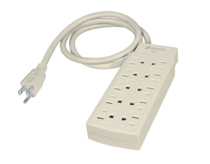 Volteck  Multicontacto de Uso Rudo MUL-10, 10 Contactos, 15A, 125V, 60cm,  Blanco