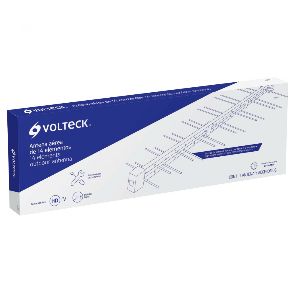 Volteck Antena para Televisión ANAE-14, Exterior, UHF, Azul