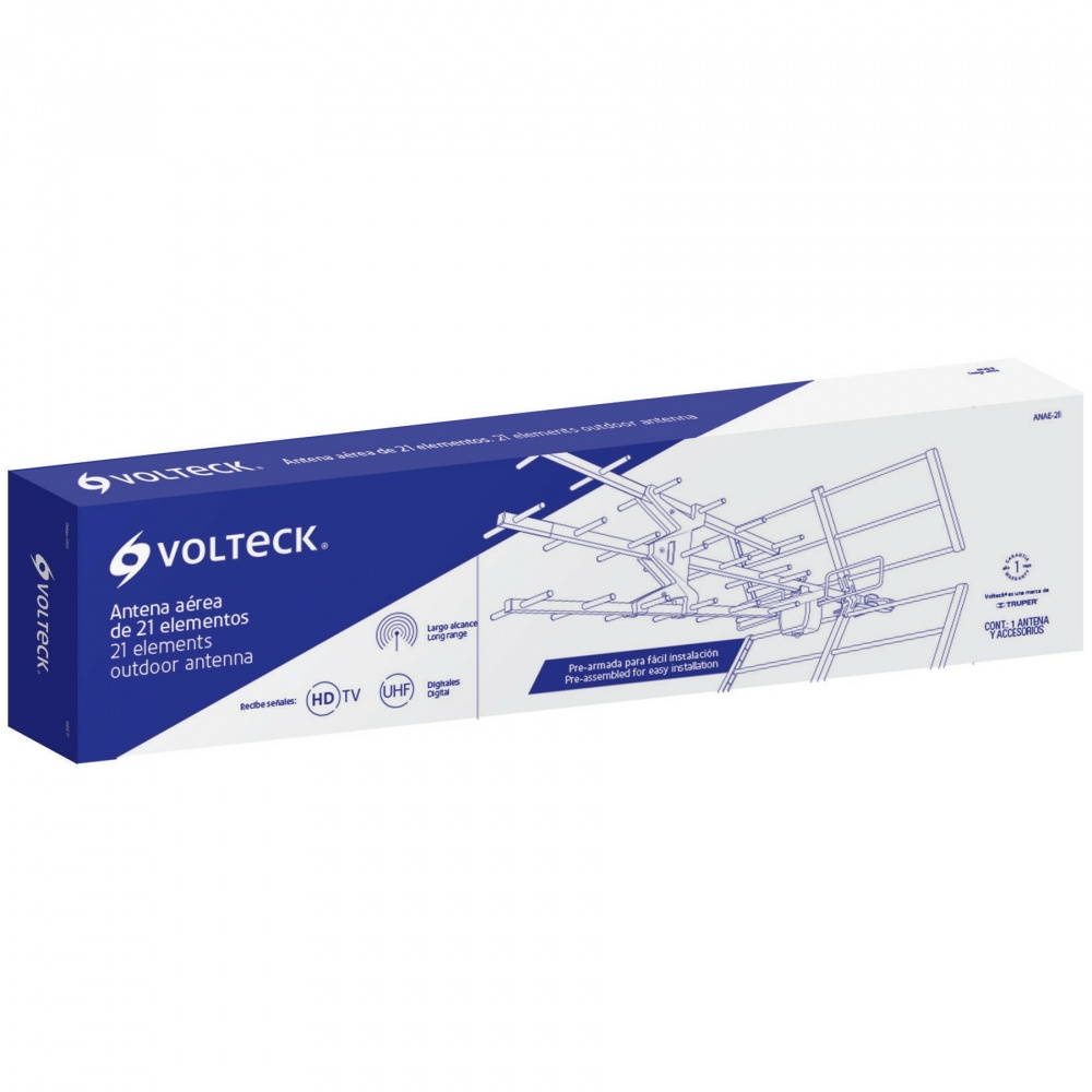 Volteck Antena para Televisión ANAE-21, Exterior, UHF, Azul
