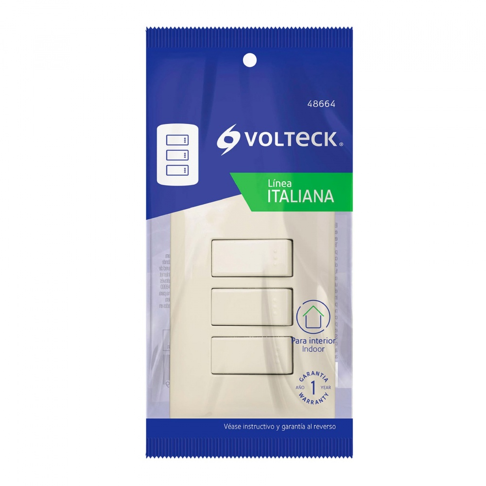 Volteck Placa Armada, 3 Puertos, Marfil