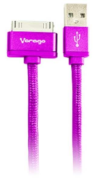 Vorago Cable USB A Macho - Apple 30-pin Macho, 1 Metro, Rosa, para iPhone/MacBook/iPod