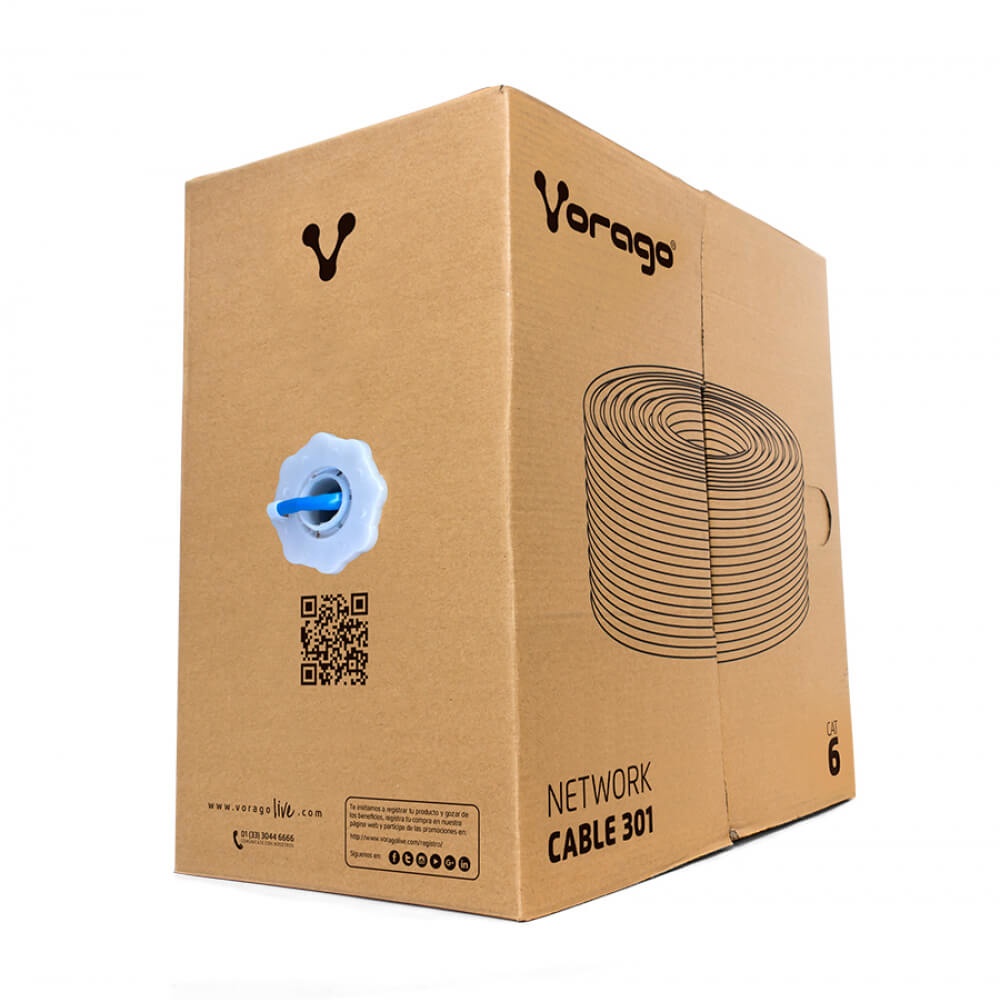 Vorago Bobina de Cable UTP Cat6, 305 Metros, Azul