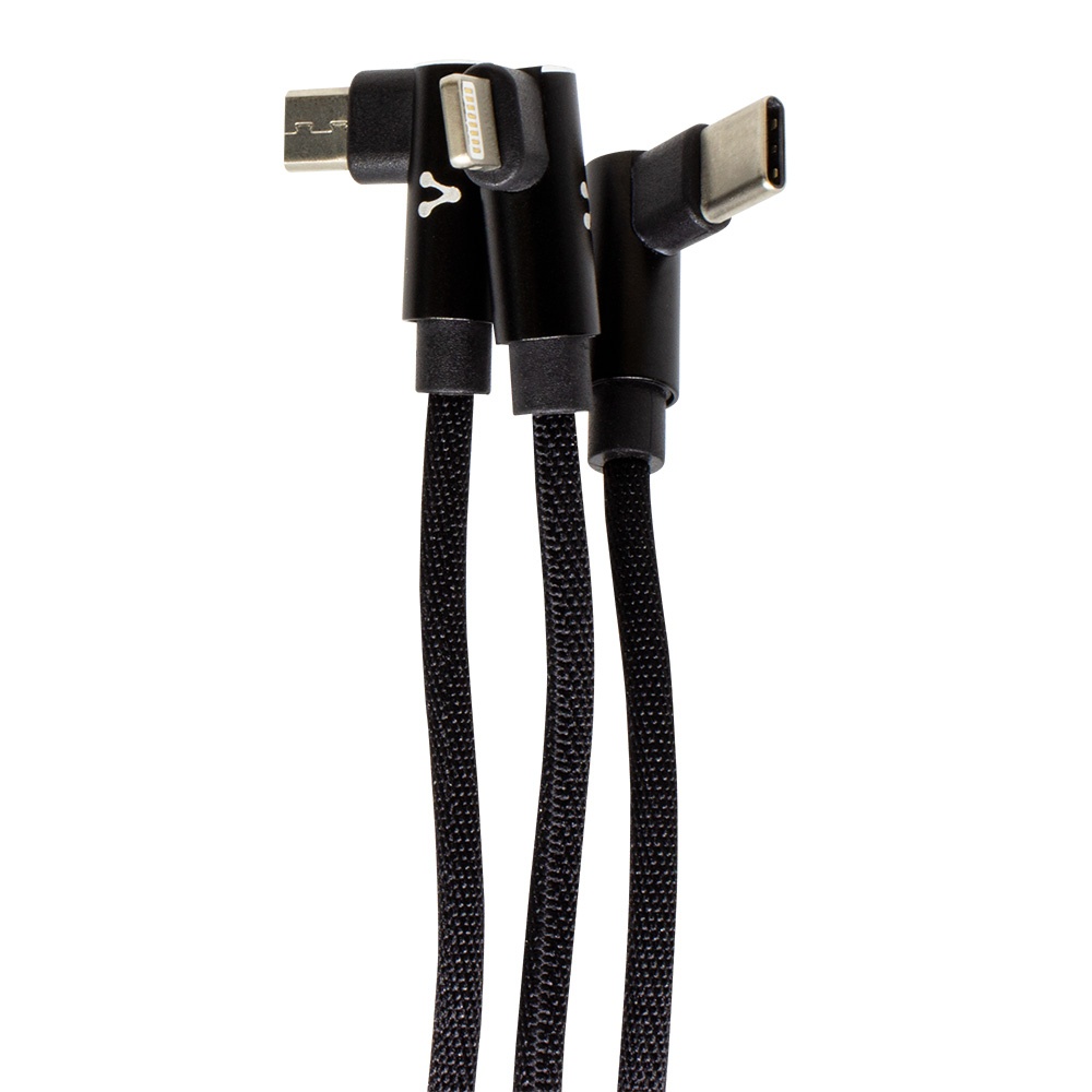 Vorago Cable de Carga 3 en 1 USB A Macho - Micro USB B/Lightning/Micro USB Macho, 1.3 Metros, Negro, para iPhone/iPad/Smartphone