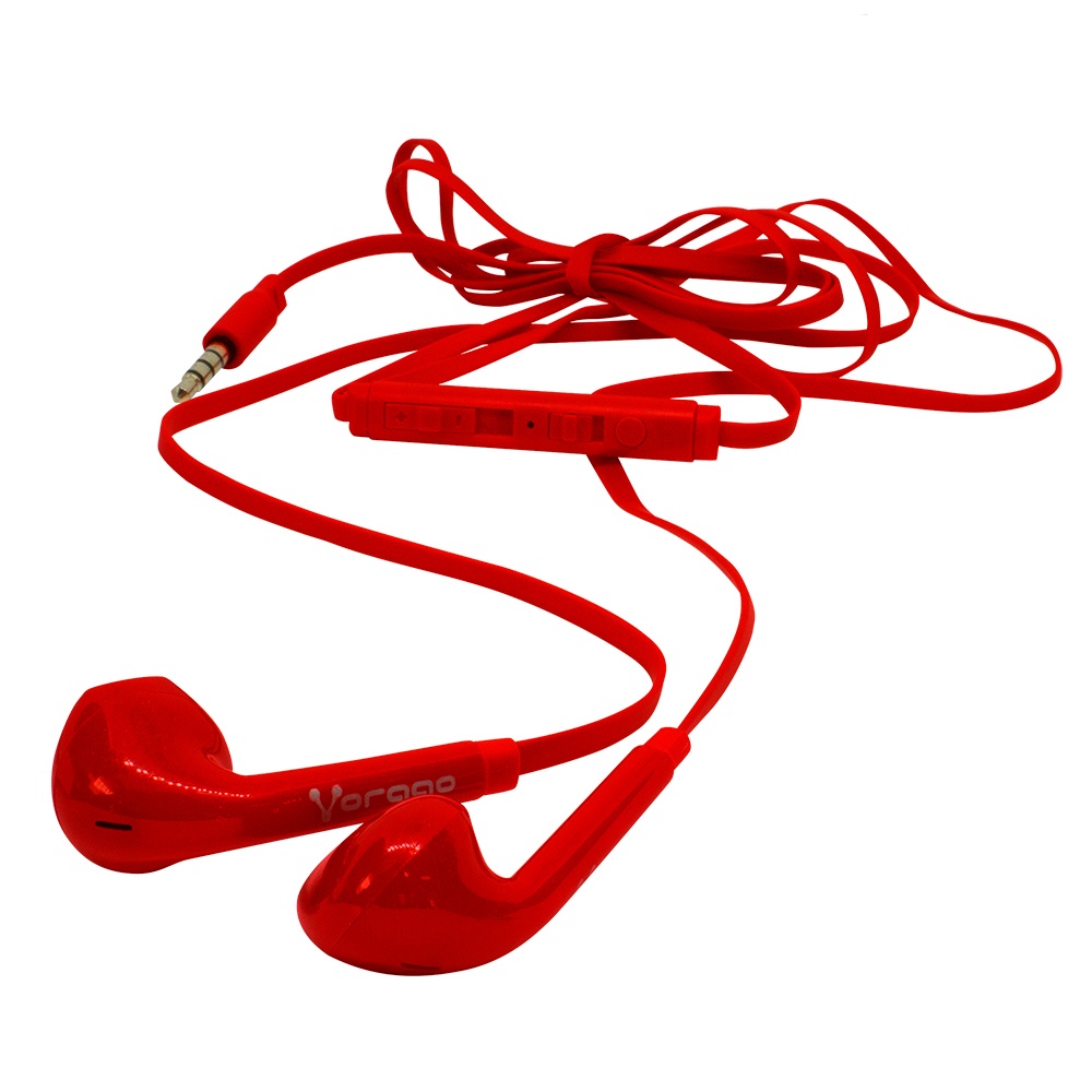 Vorago Audífonos Intrauriculares con Micrófono EP-201, Alámbrico, 1.2 Metros, 3.5mm, Rojo