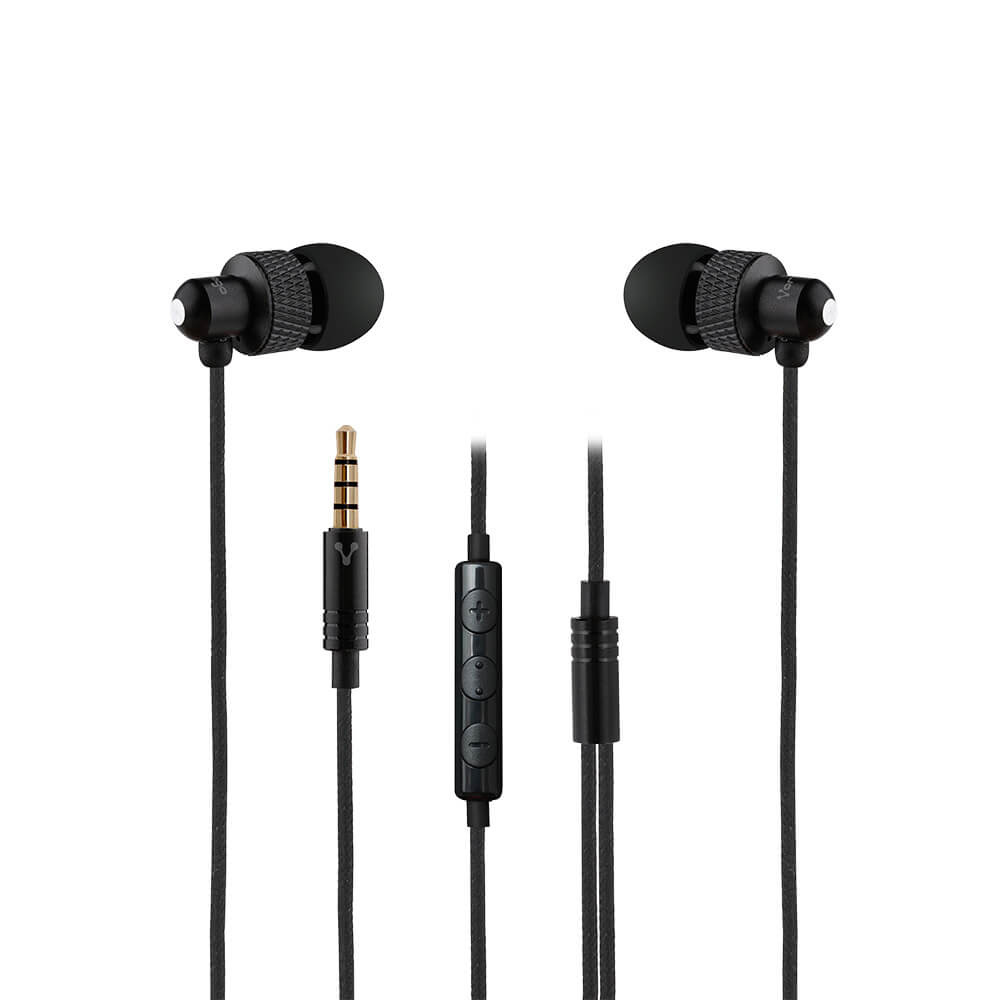Vorago Audífonos Intrauriculares con Micrófono EP-304, Alámbrico, 3.5mm, Negro