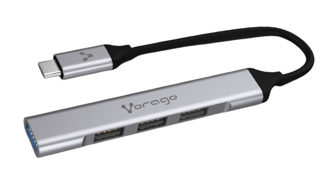 Vorago Hub USB C - 3x USB 2.0, 1x USB 3.0, Plata