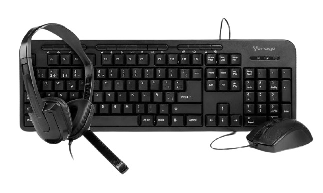 Kit de Teclado, Mouse y Diadema KIT-KM-HS, Alámbrico, USB 2.0, Negro, Español