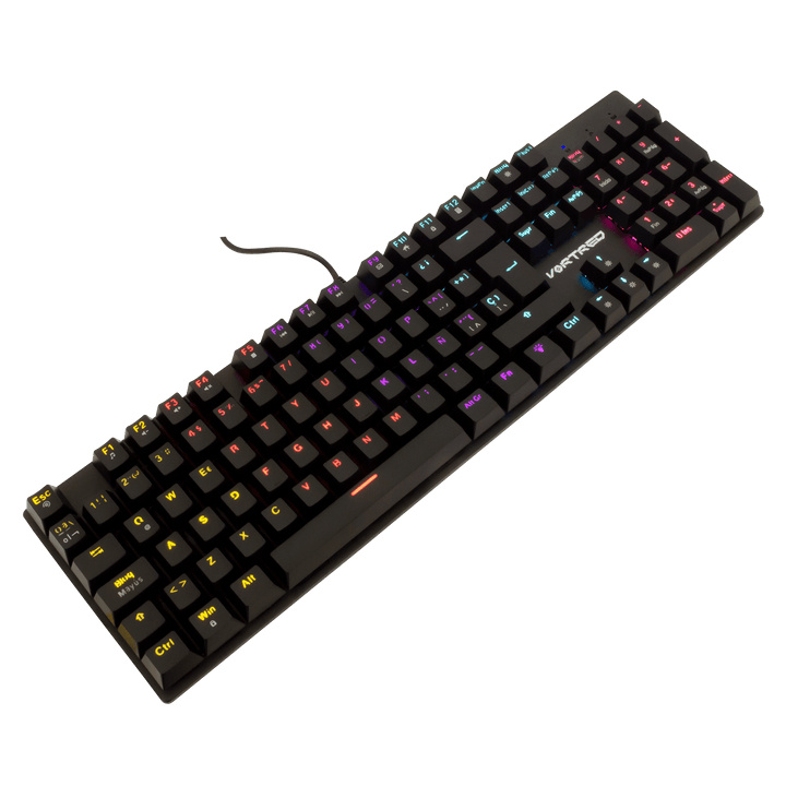 Teclado Gamer Vortred Bastion RGB, Teclado Mecánico, Switch Xinda Blue, Alámbrico, Negro (Español)