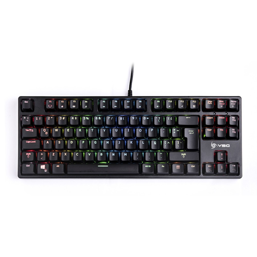 Teclado Gamer VSG Alnitak TKL RGB, Teclado Mecánico, Switch Kailh Red, Alámbrico, Negro (Español)