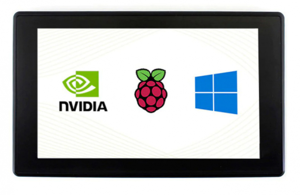 Waveshare Pantalla 7" Touch para Placas de Desarrollo Raspberry Pi, 1024 × 600 Píxeles, Negro, incluye Carcasa