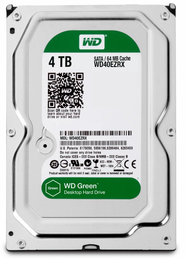 Disco Duro Interno Western Digital WD Green 3.5'', 4TB, SATA III, 6Gbit/s, 64MB Cache