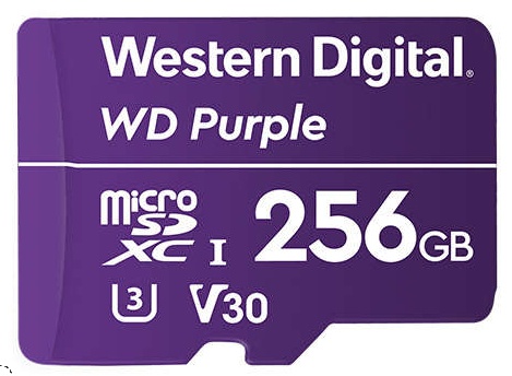 Memoria Flash Western Digital WD Purple, 256GB MicroSDXC V30 Class 3 (U3), para Videovigilancia