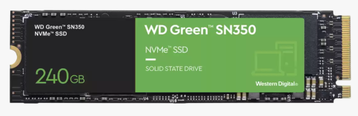 SSD WD WD Green SN350 NVMe, 240GB, M.2, 900MB/s Escritura, 2400 MB/s Lectura, PCI Express 3.0 