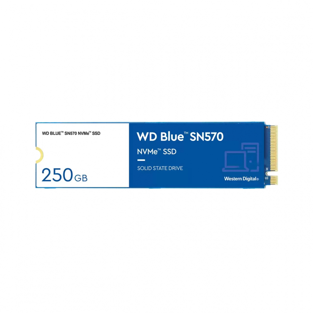 SSD WD WD Blue SN570 NVMe, 250GB, M.2, 1200 MB/s Escritura, 3300 MB/s Lectura, PCI Express 3.0 
