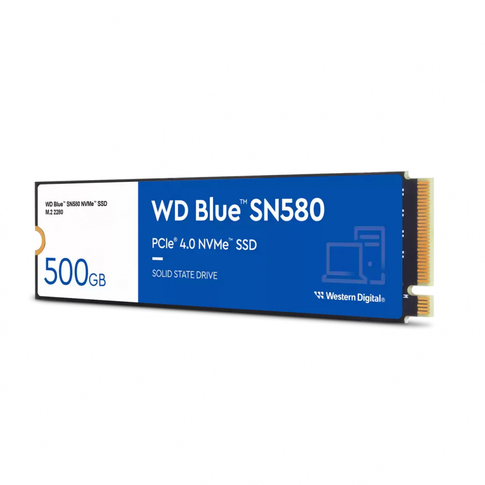 SSD WD Blue SN580 NVMe, 500GB, M.2, 3600 MB/s Escritura, 4000 MB/s Lectura, PCI Express 4.0 