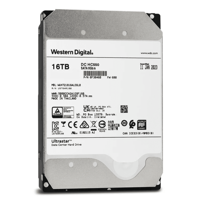 Disco Duro para NAS Western Digital Ultrastar DC HC550 3.5", 16TB, SATA III, 6 Gbit/s, 7200RPM 512MB Caché