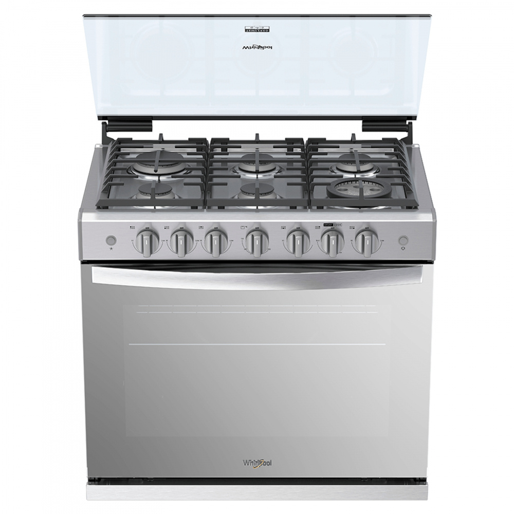 Whirlpool Estufa y Horno de Gas 30” WER5100S, 4 Quemadores Estándar, 2 Quemadores Jumbo, Gris