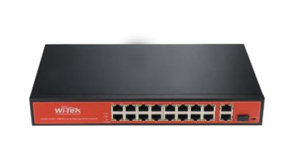 Switch Wi-Tek Fast Ethernet PS518G, 16 Puertos PoE 10/100Mbps + 2 Puertos 10/100Mbps + 1 Puerto SFP, 9.2 Gbit/s, 8.000 Entradas - No administrable