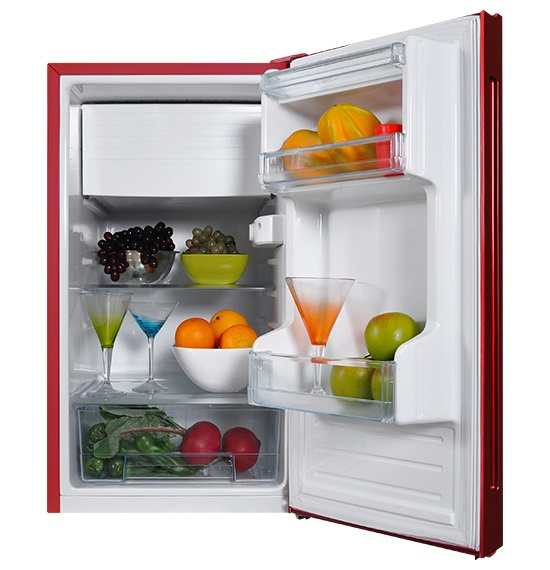 Winia Refrigerador FR-15D, 4 Pies Cúbicos, Rojo con Puerta de Cristal Templado