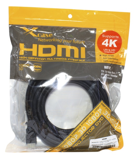 X-Case Cable HDMI 2.0 Macho - HDMI 2.0 Macho, 1080p, 3 Metros, Negro