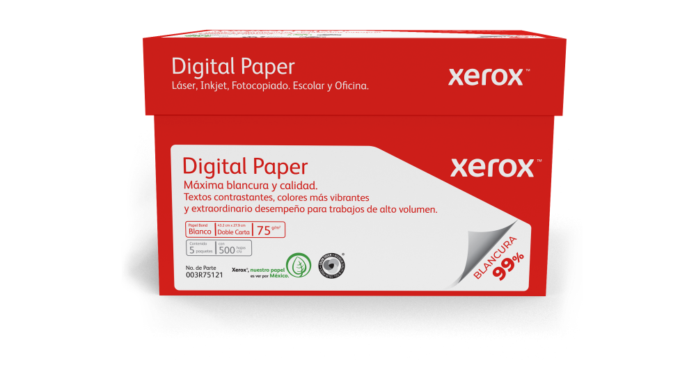 Xerox Papel Bond Digital Paper 75g/m², 1000 Hojas de Tamaño Carta, Blancura 99%