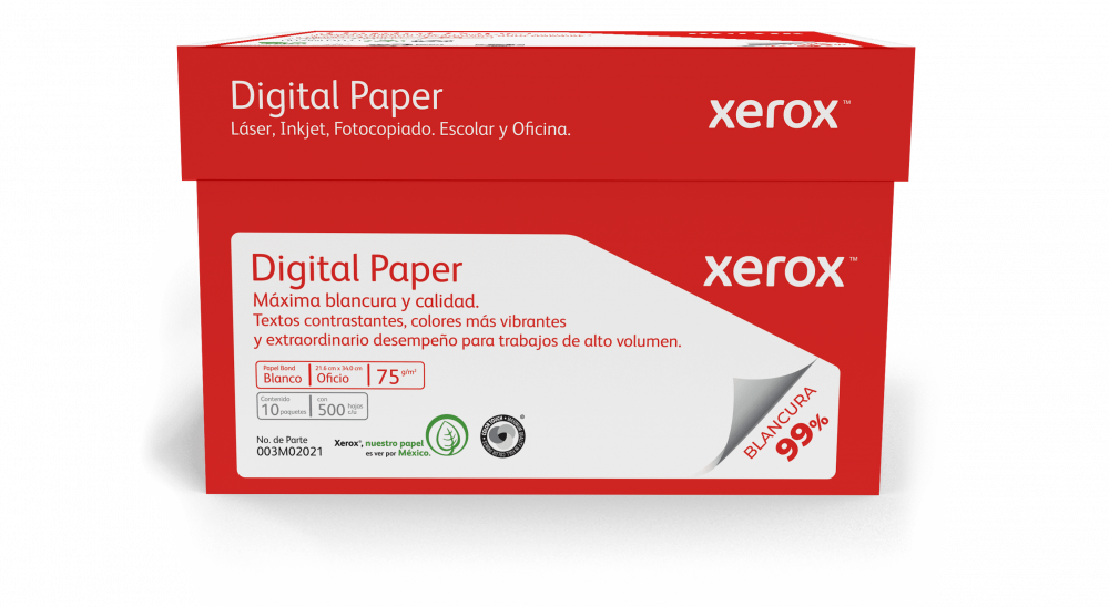 Xerox Caja de Papel Digital Paper 75g/m², 5000 Hojas Tamaño Oficio, Blancura 99%