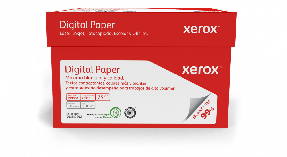 Xerox Caja de Papel Digital Paper 75g/m², 5000 Hojas Tamaño Oficio, Blancura 99%