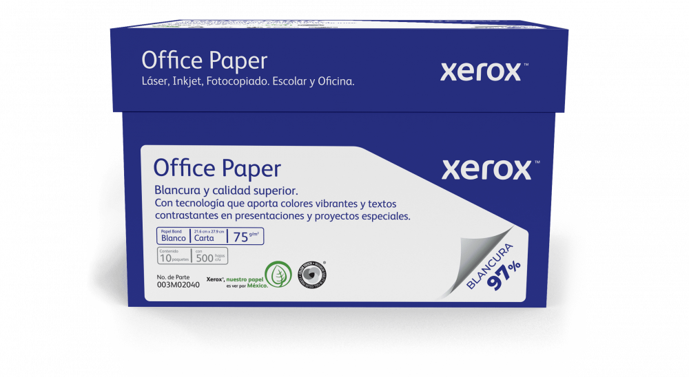 Xerox Papel Bond Office Paper 75g/m², 5000 Hojas de Tamaño Carta, Blancura 97%