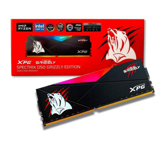 Memoria Ram XPG Spectrix D50 Grizzly DDR4, 3600MHz, 16GB, Non-ECC, CL18, XMP, Negro