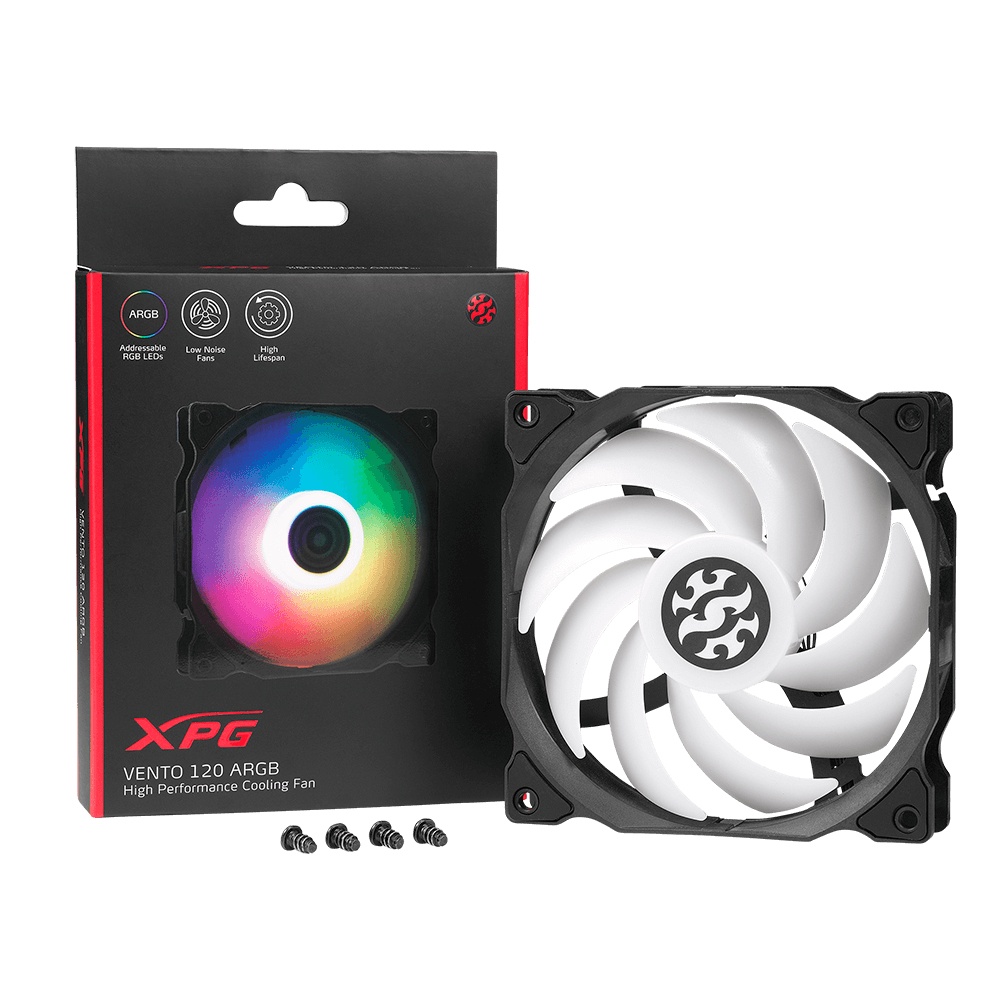 Ventilador XPG Vento 120 ARGB LED, 120mm, 1200RPM, Negro ― ¡Precio especial limitado a 5 unidades por cliente!