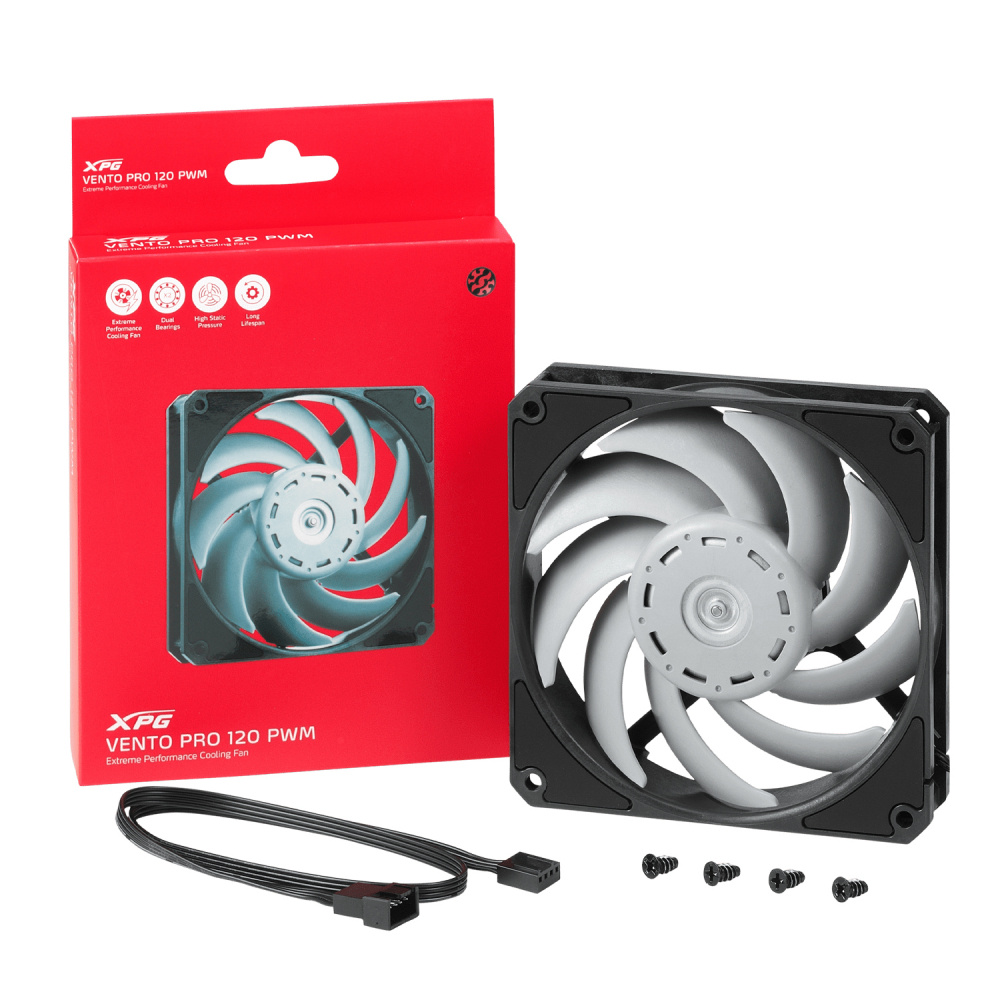 Ventilador XPG Vento PRO, 120mm, 2150RPM, Negro/Blanco