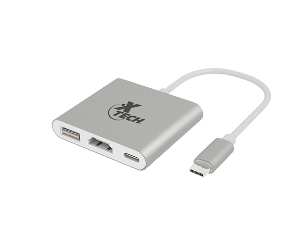 Xtech Adaptador USB C Macho - HDMI/USB Hembra, Plata