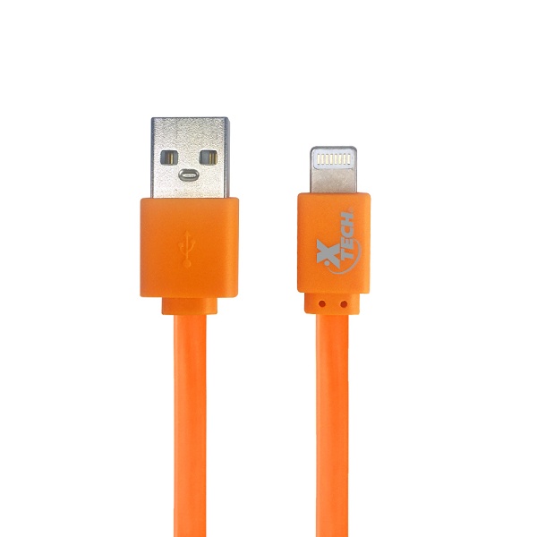 Xtech Cable de Carga Lightning Macho - USB A Macho, 1 Metro, Naranja, para iPod/iPhone/iPad