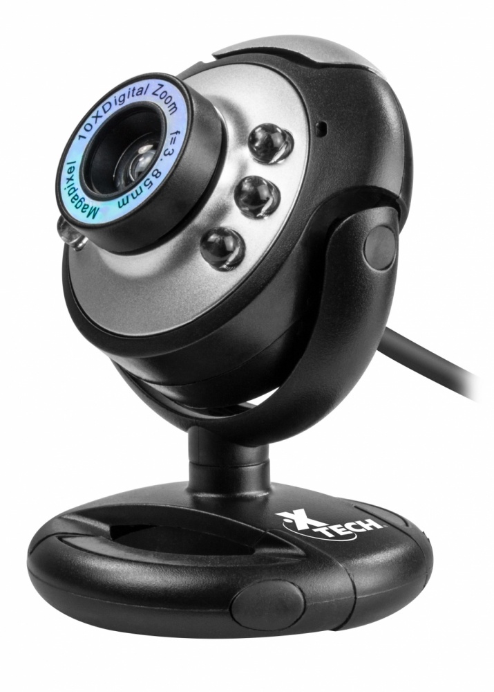 Xtech Webcam con Micrófono XTW-100, 640 x 480 Pixeles, USB 2.0, Negro/Gris