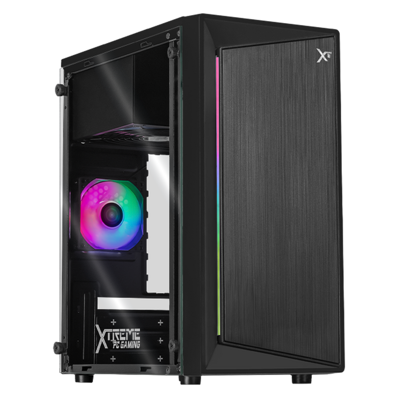 Gabinete Xtreme PC Gaming MG-36019, Mini-Tower, Micro-ATX/Mini-ITX, USB 2.0/3.0, sin Fuente, 1 Ventilador Instalado, Negro