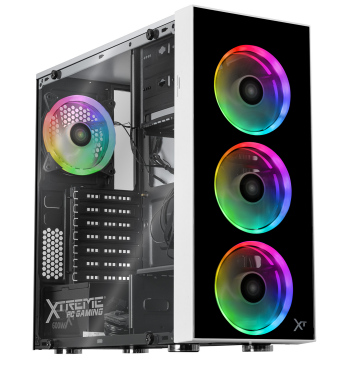 Gabinete Xtreme PC Gaming Dragonfly CXT320WT, Midi-Tower, ATX/Micro-ATX/Mini-ITX, USB 2.0, con Fuente de 600W, 4 Ventiladores Instalados, Negro/Blanco