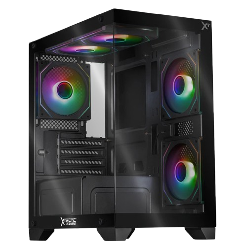 Gabinete Xtreme PC Gaming CXT3600BK, Mini-Tower, Micro-ATX/Mini-ITX, USB 2.0/3.0, sin Fuente, 5 Ventiladores Instalados, Negro