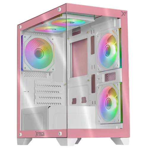 Gabinete Xtreme PC Gaming CXT3600PK, Mini-Tower, Micro-ATX/Mini-ITX, USB 2.0/3.0, sin Fuente, 5 Ventiladores Instalados, Rosa