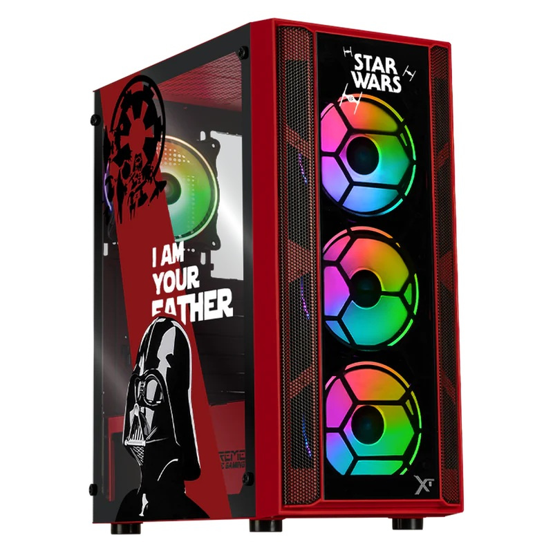 Gabinete Xtreme PC Gaming MG-23140, Midi-Tower, ATX/Micro-ATX/ITX, USB 2.0/3.0, sin Fuente, 4 Ventiladores Instalados, Negro/Rojo