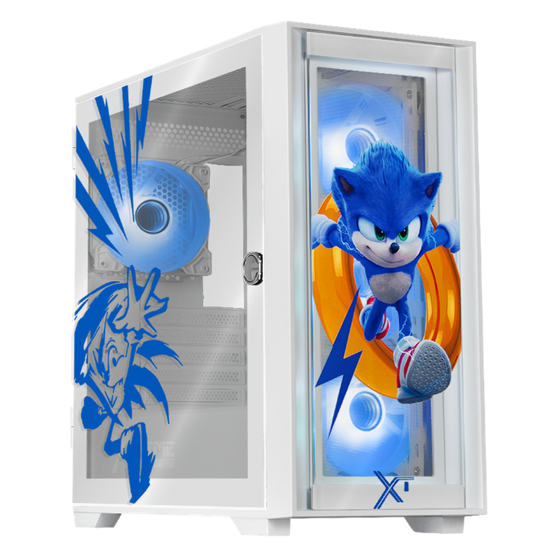 Gabinete Xtreme PC Gaming RingSonic, Micro-Tower, Micro-ATX/Mini-ITX, USB 2.0, sin Fuente, 4 Ventiladores Instalados, Blanco