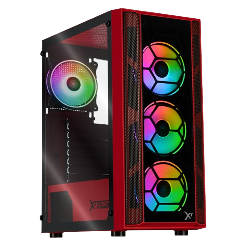 Gabinete Xtreme PC Gaming Kronos, Midi-Tower, ATX/Micro-ATX/Mini-ITX, USB 2.0/3.0, sin Fuente, 4 Ventiladores Instalados, Rojo