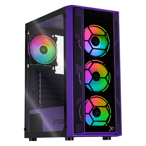 Gabinete Xtreme PC Gaming Kronos, Midi-Tower, ATX/Micro-ATX/Mini-ITX, USB 2.0/3.0, sin Fuente, 4 Ventiladores Instalados, Morado