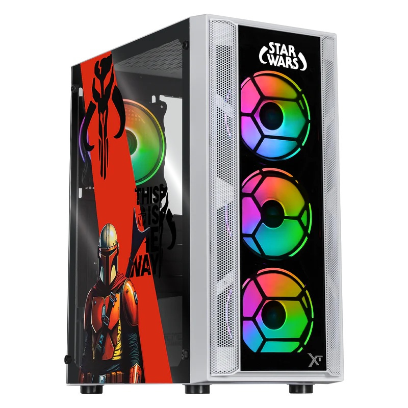 Gabinete Xtreme PC Gaming MG-23142, Midi-Tower, ATX/Micro-ATX/Mini-ITX, USB 2.0/3.0, sin Fuente, 4 Ventiladores Instalados, Negro/Blanco