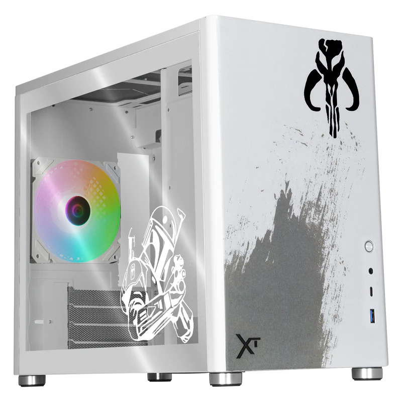 Gabinete Xtreme PC Gaming Mandalorian Brown Edition, Micro-Tower, Micro-ATX/Mini-ITX, USB 3.0, sin Fuente, sin Ventiladores Instalados, Blanco