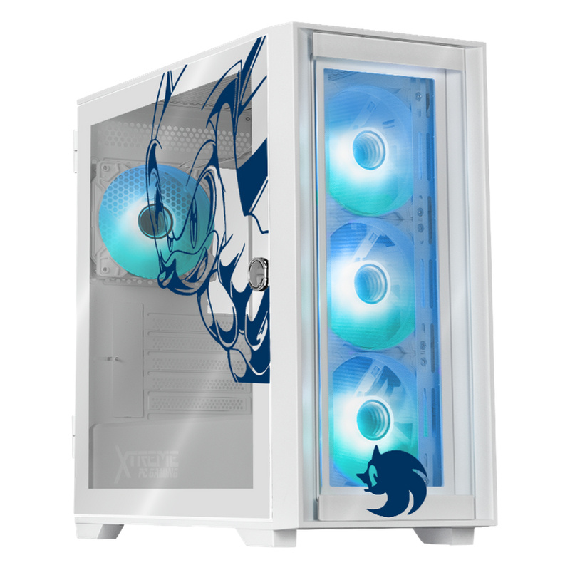 Gabinete Xtreme PC Gaming Sonic Flash Edition, Micro-Tower, Micro-ATX/Mini-ITX, USB 2.0, sin Fuente, 4 Ventiladores Instalados, Blanco