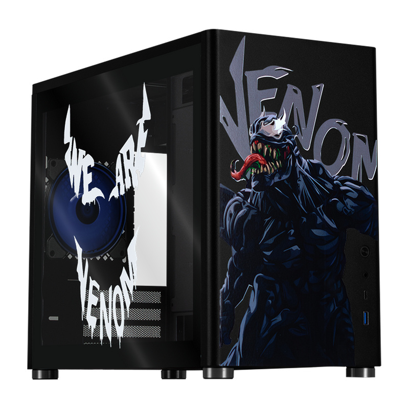 Gabinete Xtreme PC Gaming Venom-Spider Comic Edition, Mini-Tower, Micro-ATX/Mini-ITX, USB 3.0, sin Fuente, sin Ventiladores Instalados, Negro