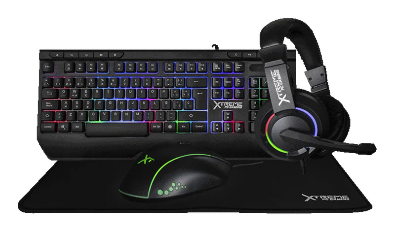 Kit Gamer de Teclado y Mouse Xtreme PC Gaming Battle Force, Alámbrico, USB, Negro, Español