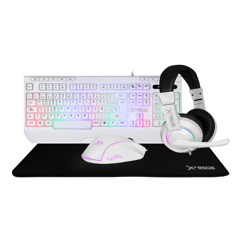 Kit Gamer de Teclado y Mouse Xtreme PC Gaming NA-40010, Alámbrico, USB, Blanco, Español