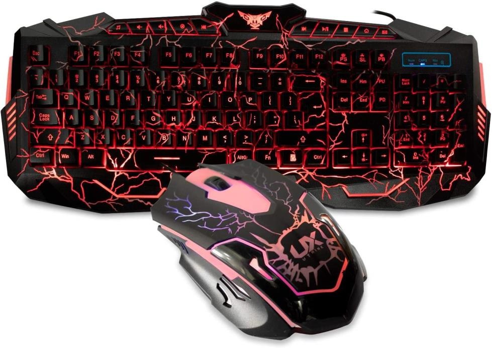 Kit Gamer de Teclado y Mouse Xtreme PC Gaming V-100, Alámbrico, USB, Negro/Rojo (Inglés)